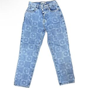 Pacsun Eco Flower Light Blue High Rise Straight Leg Denim Jeans Womens 26